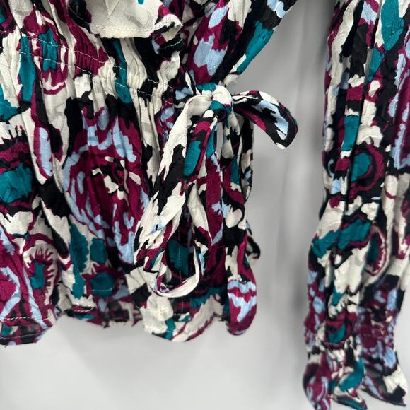 BA&SH NWT Evereve Gato Abstract Side Tie V-Neck Blouse // M - Picture 9 of 15